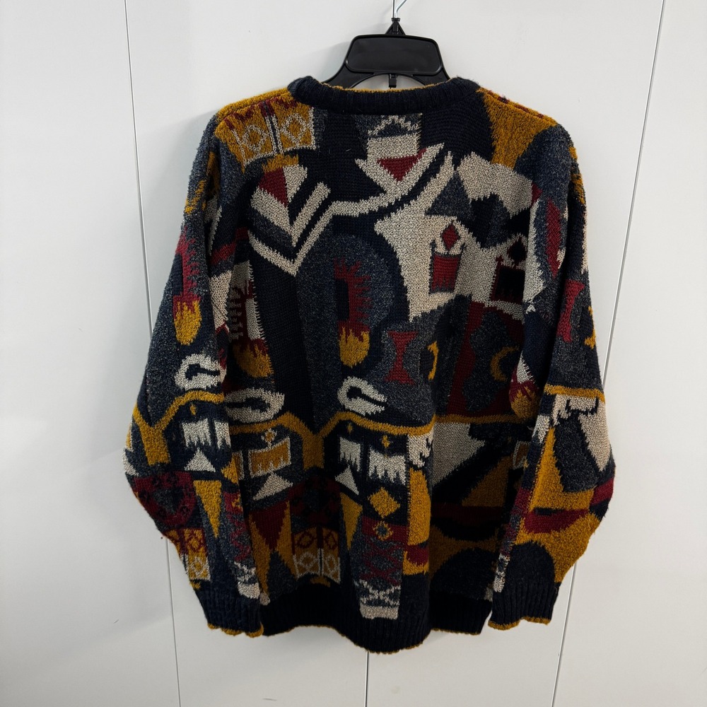 Gabicci Vintage Abstract Geometric Knit Sweater Made in England Mens Large L